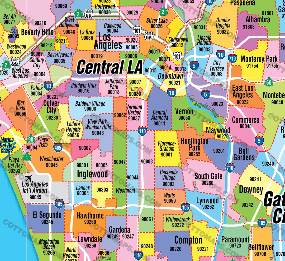 Los Angeles California Zip Code Map