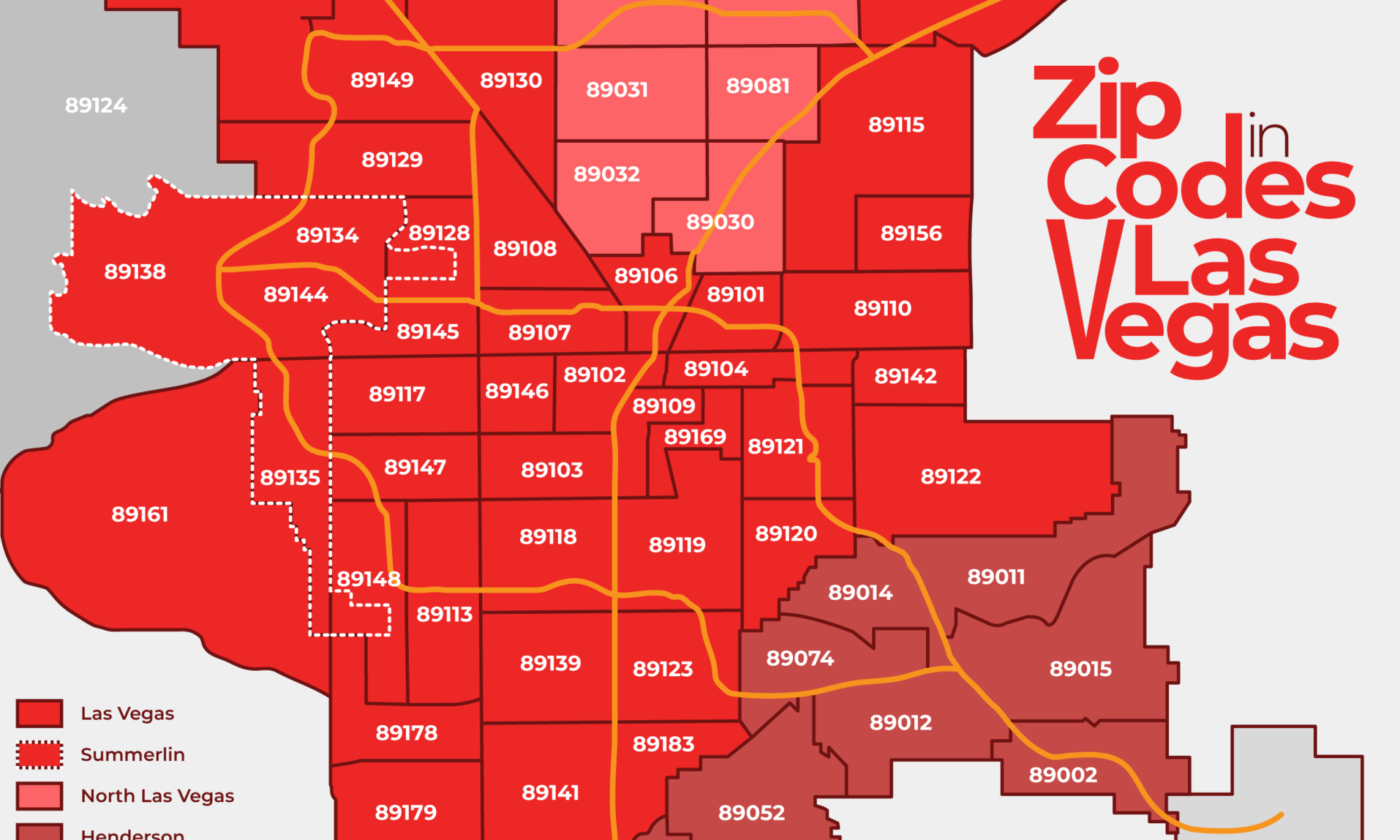 Las Vegas Nevada Zip Codes Zones Map