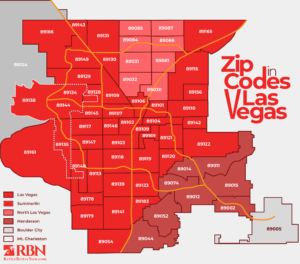 Las Vegas Nevada Zip Codes Zones Map