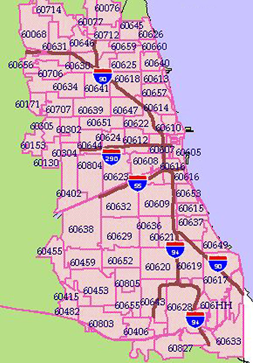 Chicago Illinois Zip Code Map